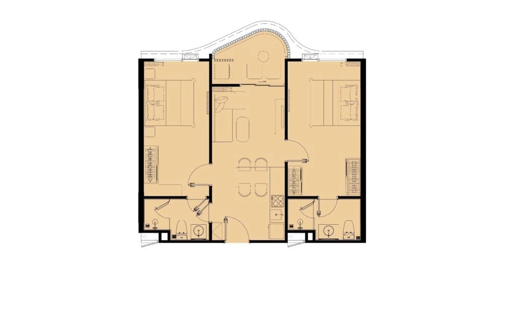 อพาร์ทเมนท์แบบสองห้องนอนประเภท 2B-1