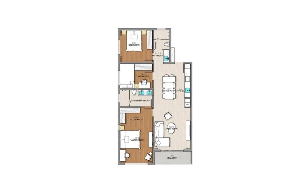 อพาร์ตเมนต์สามห้องนอนประเภท D3