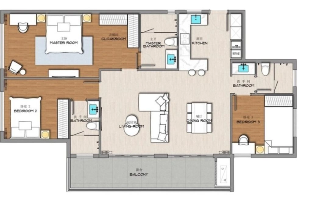 อพาร์ตเมนต์สามห้องนอนแบบ D4