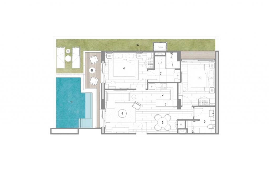2BR and Corner Pool Double Bedroom Apartments