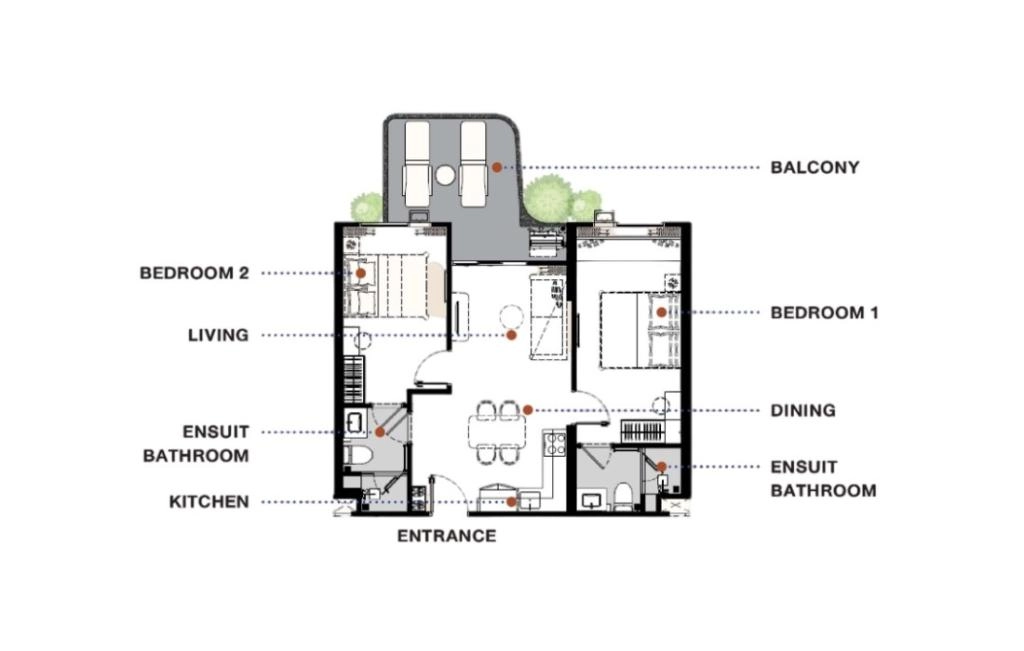 Appartements deux chambres type 2BM