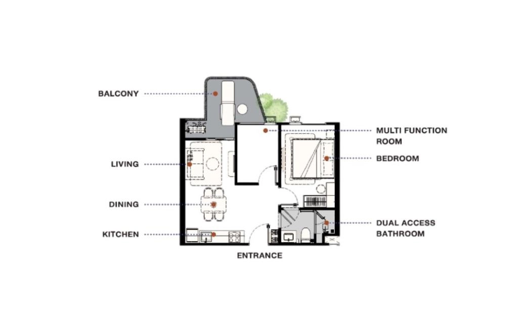 Appartements d'une chambre type 1BP