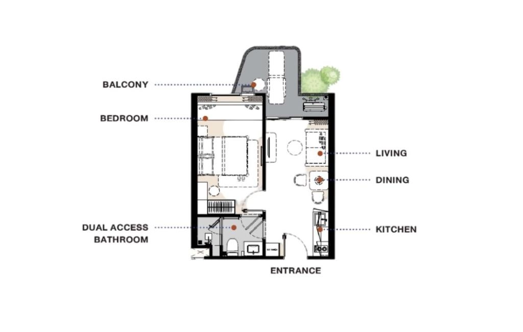 Appartements d'une chambre type 1BL
