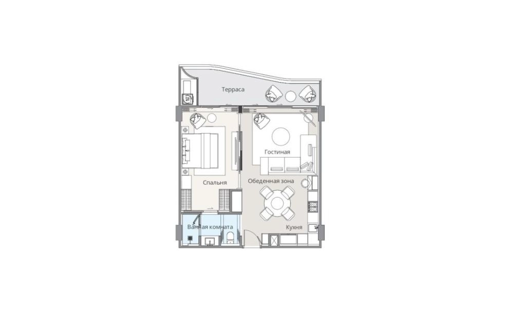อพาร์ตเมนต์แบบหนึ่งห้องนอนประเภท 1B-A