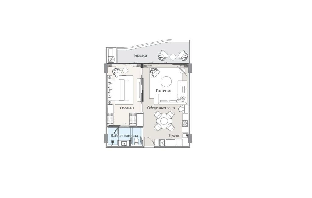 อพาร์ตเมนต์แบบหนึ่งห้องนอนประเภท 1B-B