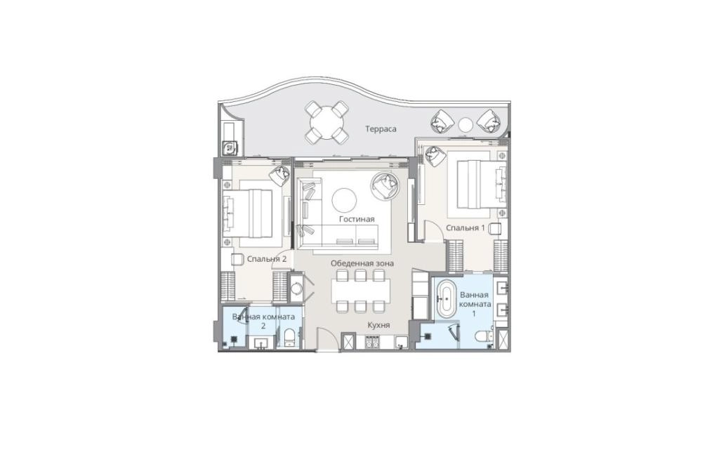 อพาร์ตเมนต์สองห้องนอนประเภท 2B-A (M)