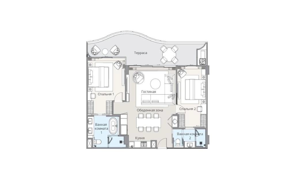 ห้องชุดแบบ 2B-B  แบบสองห้องนอน