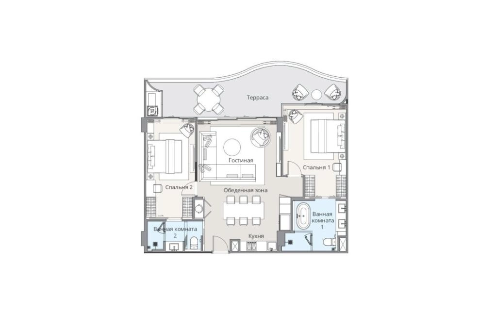 อพาร์ตเมนต์แบบสองห้องนอนประเภท 2B-B (M)