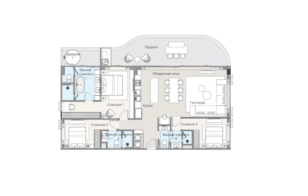 อพาร์ตเมนต์สามห้องนอนประเภท 3B-A