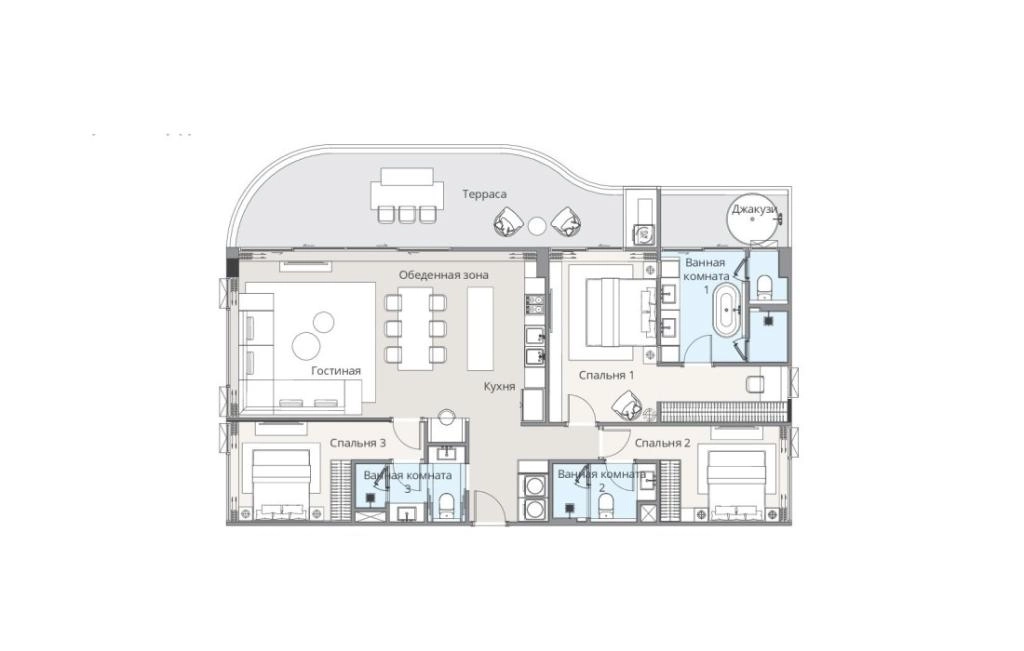อพาร์ตเมนต์สามห้องนอนประเภท 3B-A (M)