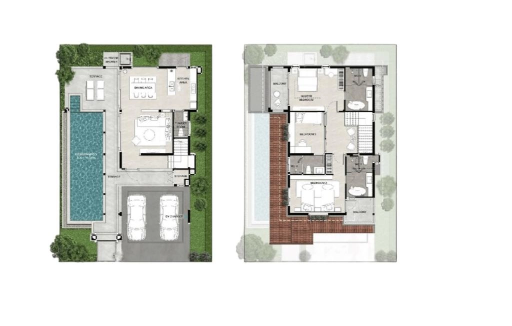 Villa con tres habitaciones