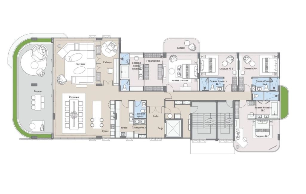 Four-bedroom apartment
