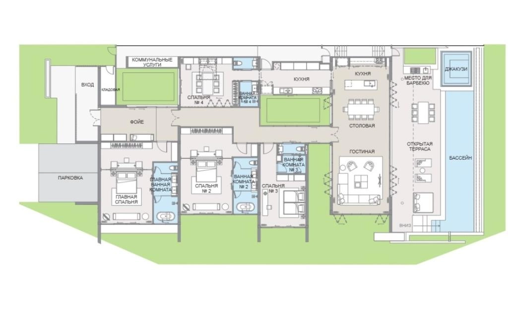 Villa avec quatre chambres