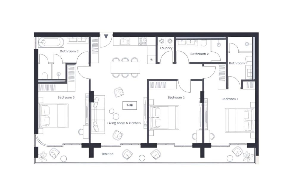 Three-bedroom apartments