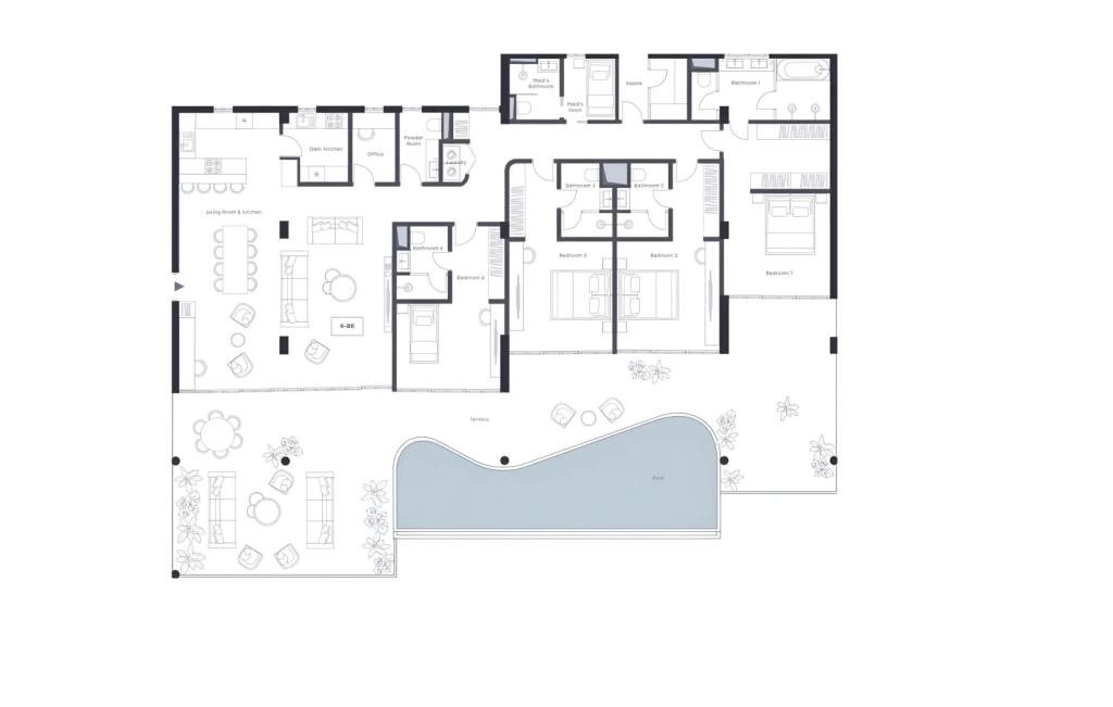 Four-bedroom apartments