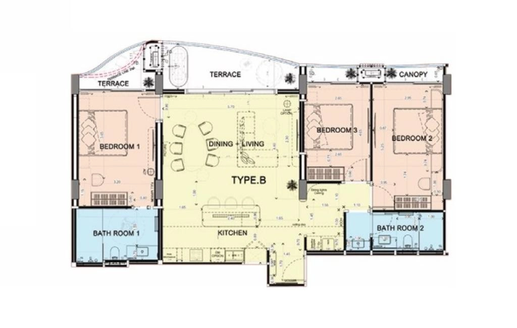 Three-bedroom apartments