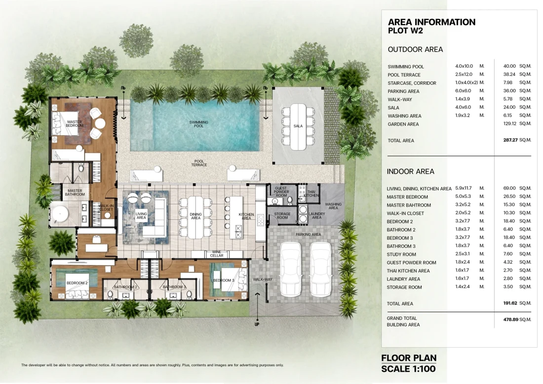 W2 · 3 bedrooms + additional room