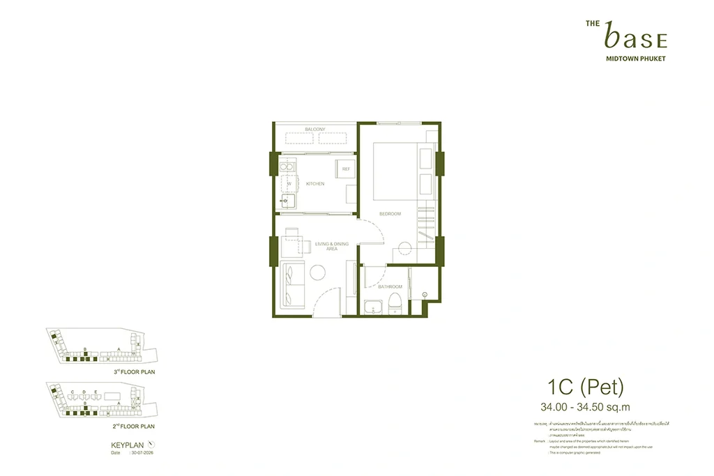 Apartment mit einem Schlafzimmer · 1C (Pet)