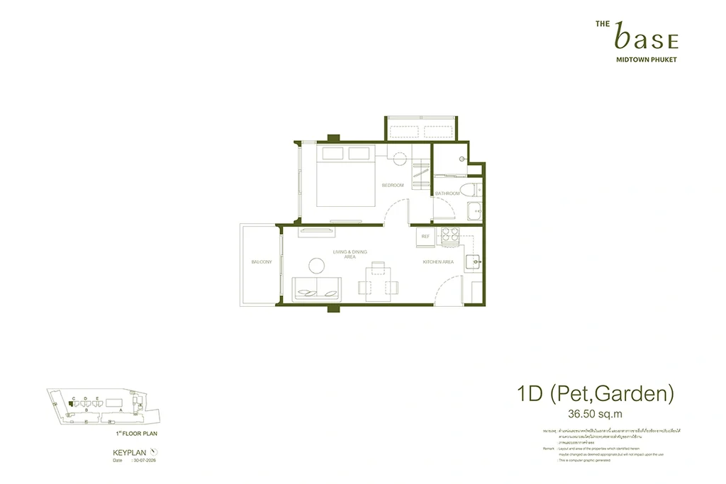Apartment mit einem Schlafzimmer · 1D (Pet, Garden)