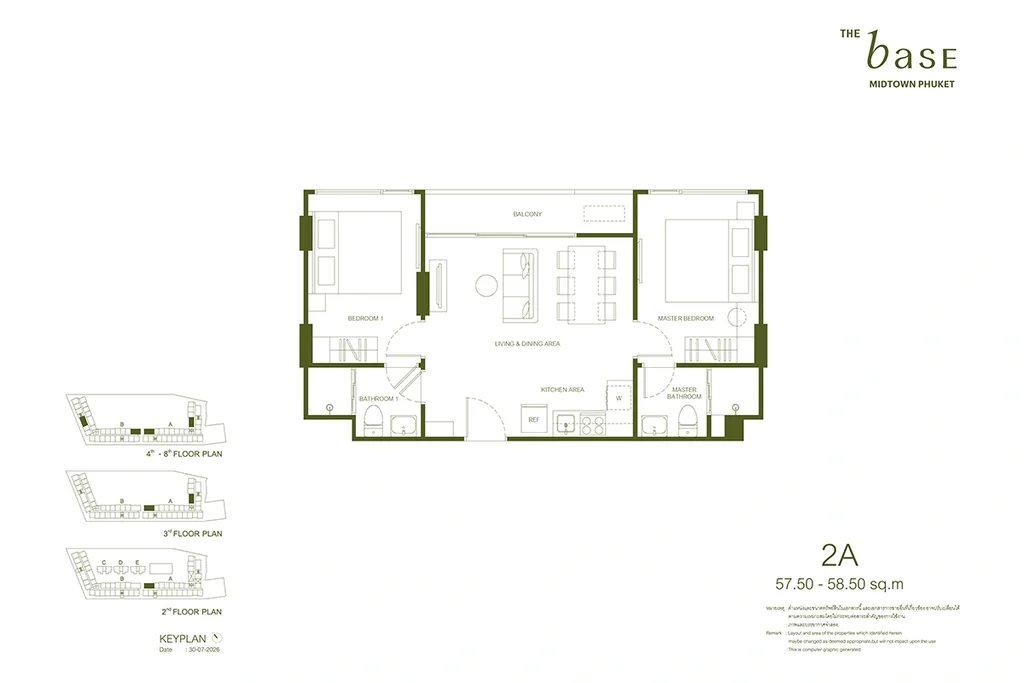 Apartment mit zwei Schlafzimmern · 2A