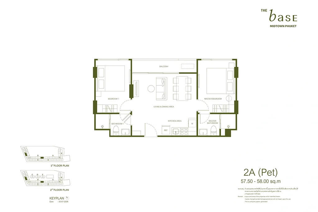 Apartment mit zwei Schlafzimmern · 2A (Pet)