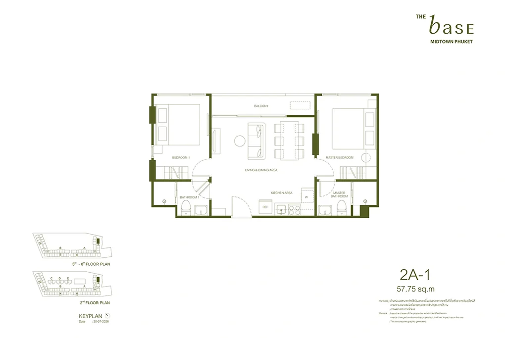 Apartment mit zwei Schlafzimmern · 2A-1