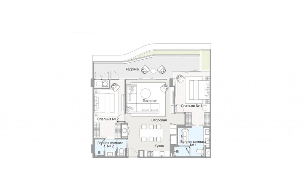 2-Bedroom Apartments type 2Bed-2B1