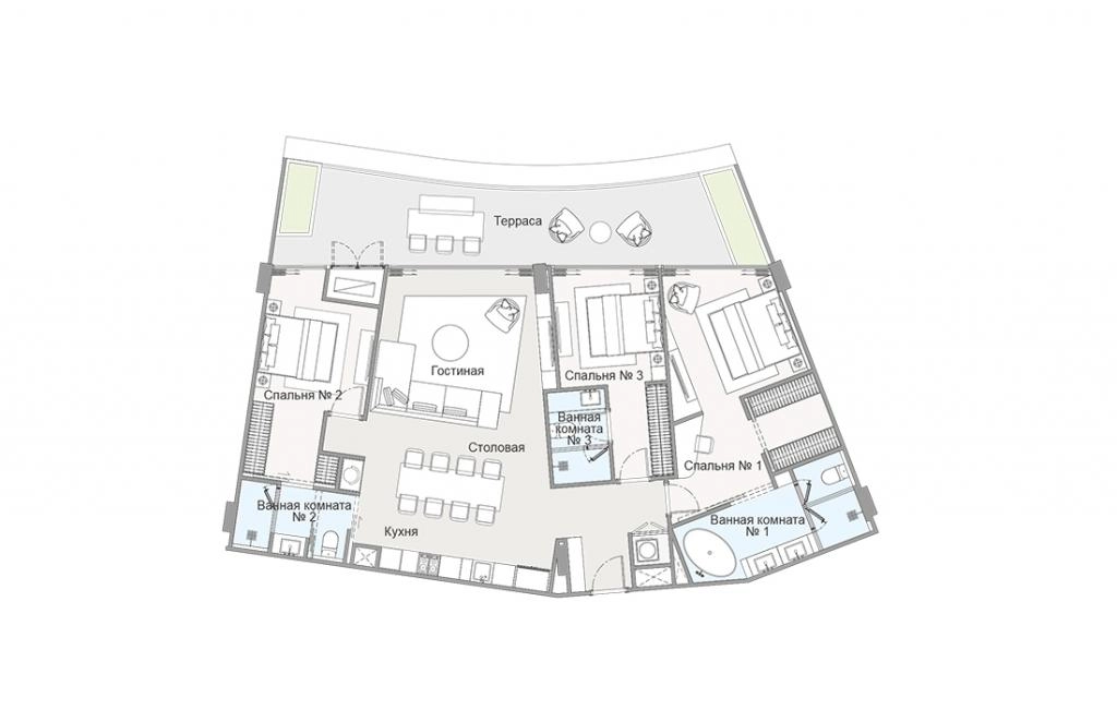 Three-bedroom apartment type 3Bed-3B4