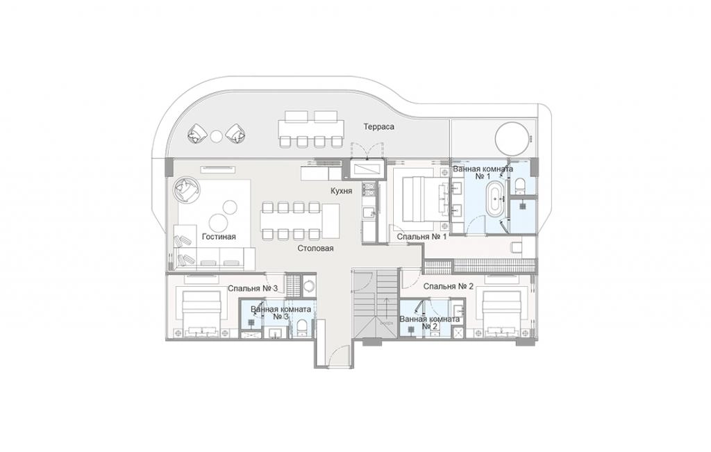 Three-bedroom apartment type 3Bed-3B7 penthouse