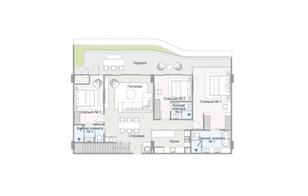 3-bedroom apartments type 3Bed-3B8 penthouse