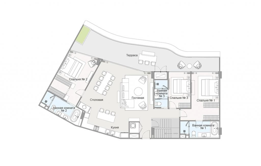 3-bedroom apartment type 3Bed-3B10 penthouse