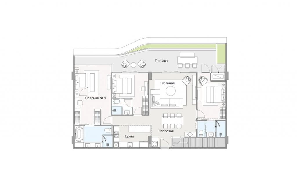3-bedroom apartments type 3Bed-3B8-M penthouse