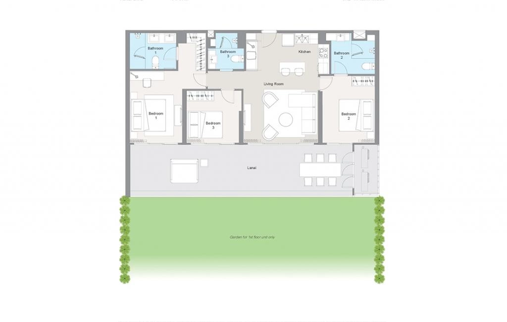 Three-bedroom apartment type 3A