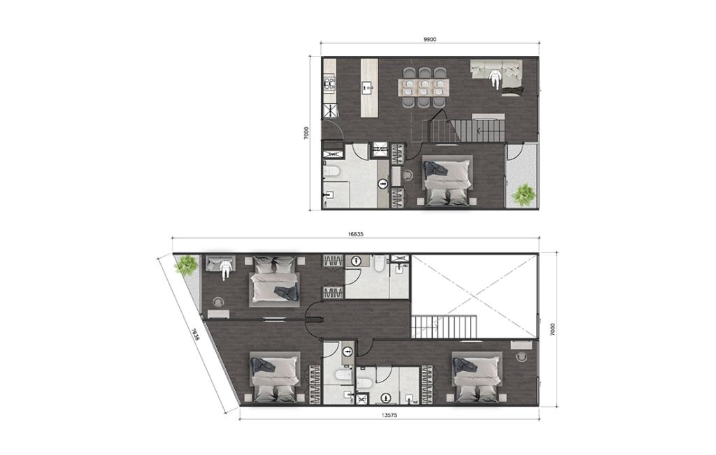 Четырёхспальный пентхаус тип DUPLEX-H