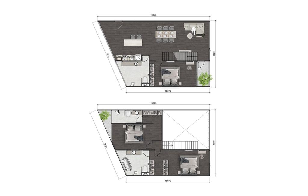 Трехспальный пентхаус тип DUPLEX-I