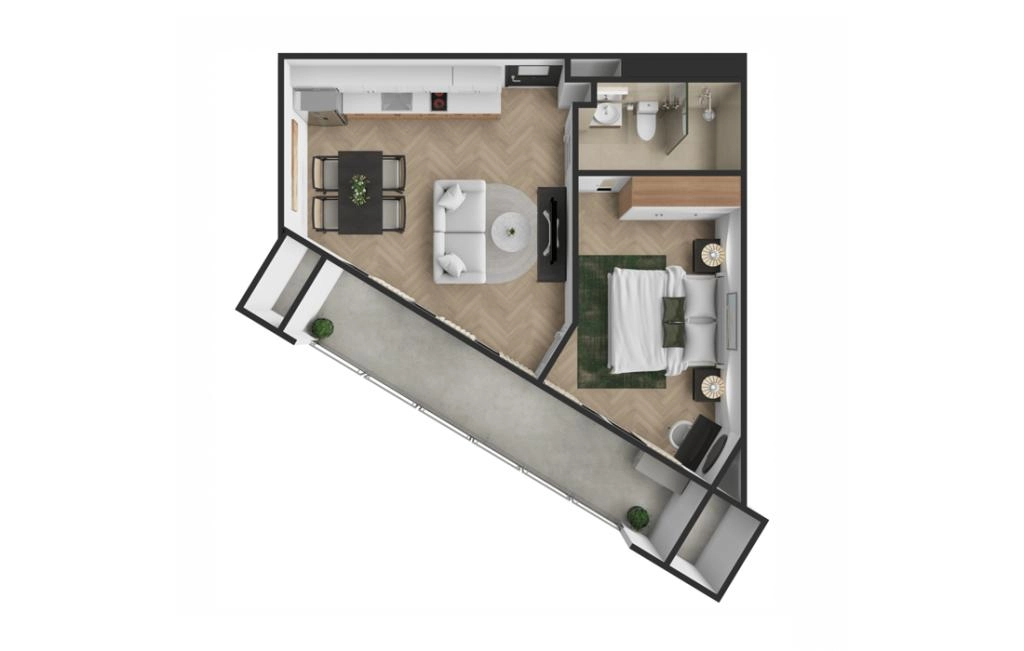 One-bedroom apartments type F