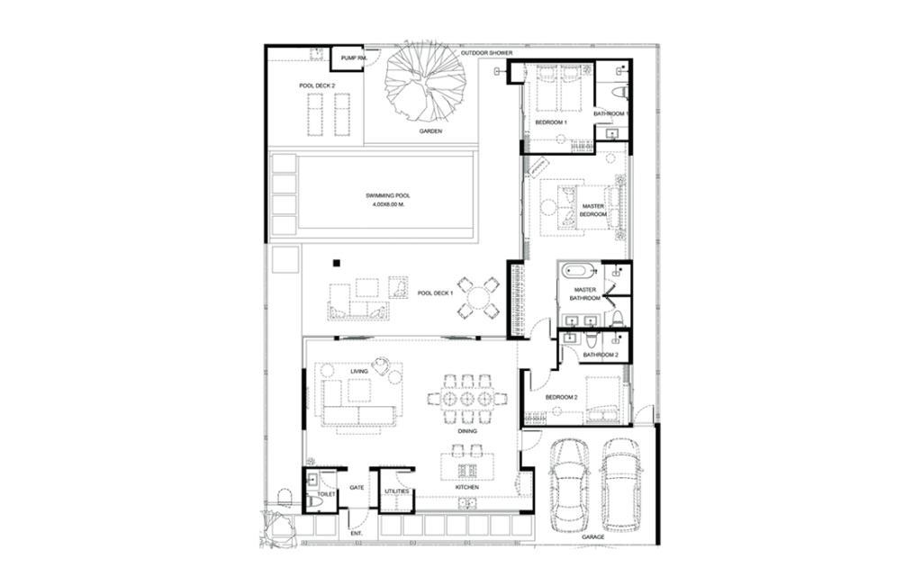 วิลล่าที่มีสามห้องนอนประเภท A2