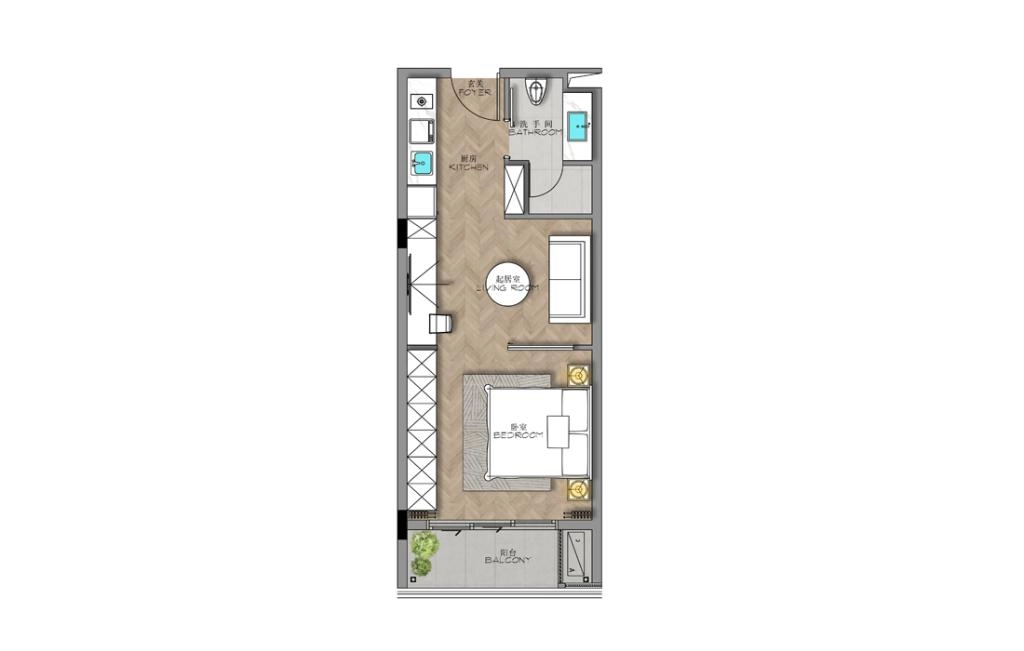 One-bedroom apartment type B1