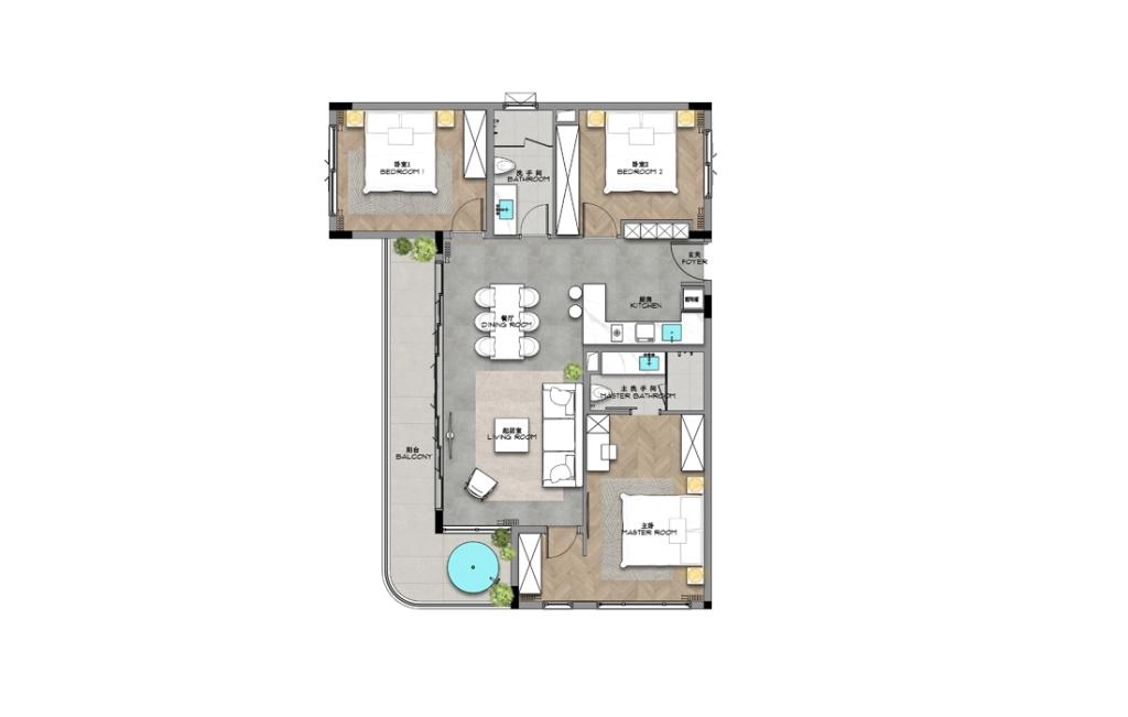 Three-bedroom apartments type D