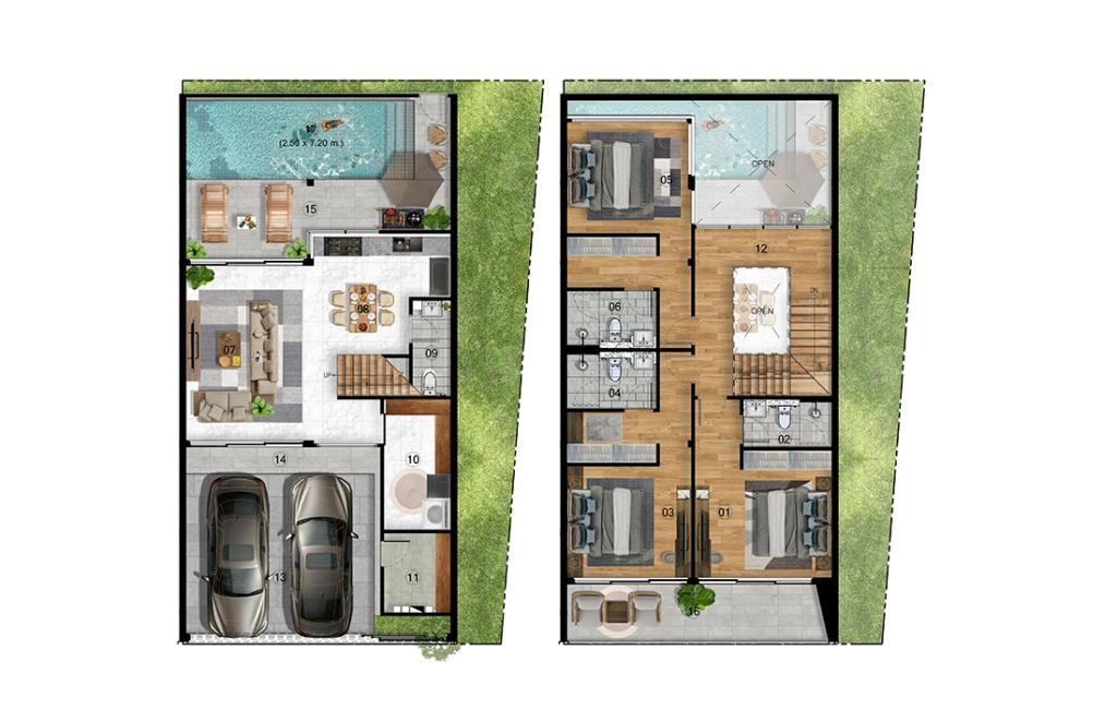 Maison de ville avec trois chambres type Unit04