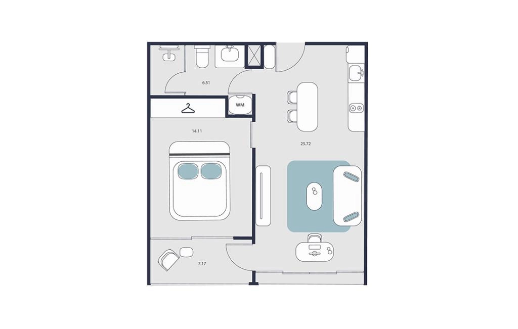 One-bedroom apartments type B