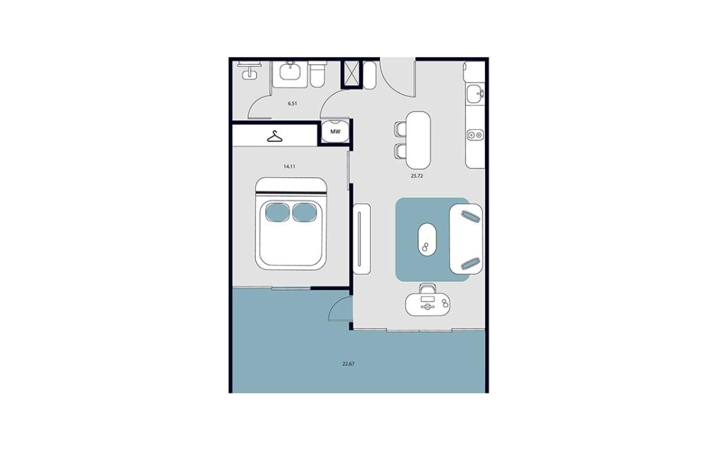 One-bedroom apartment type B1