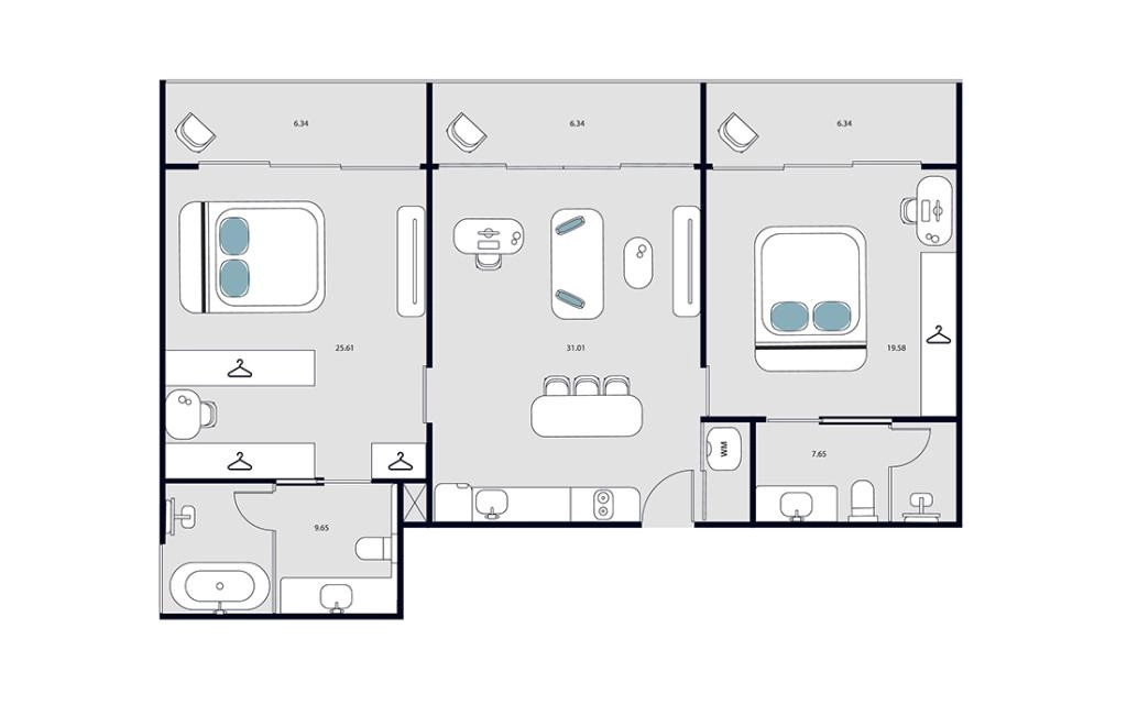 Two-Bedroom Apartment Type C1