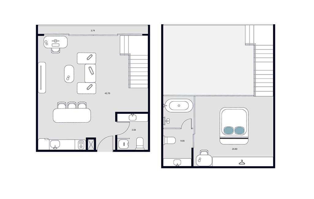 Двухэтажные апартаменты DUPLEX тип D