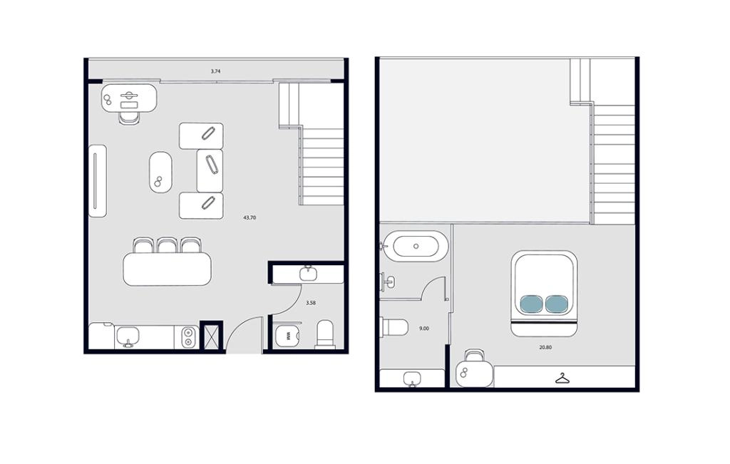 DUPLEX type D two-story apartments