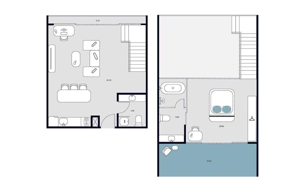 DUPLEX type D1 two-story apartments