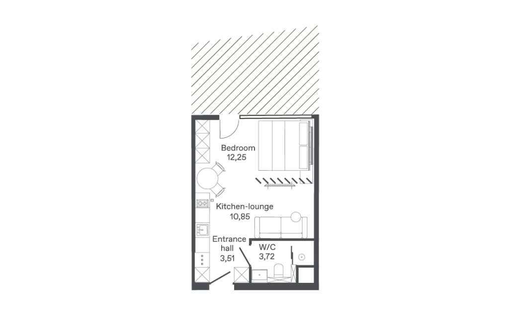One-bedroom apartments type A2-C