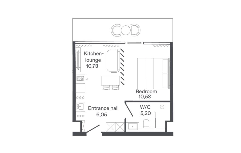 One-bedroom apartment type A4-C