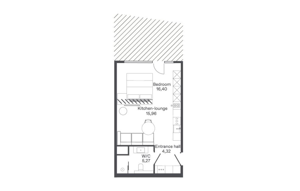 One-bedroom apartments type A3-C