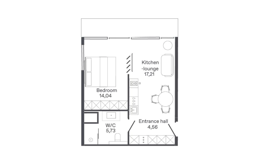 One-bedroom apartments type B5-C